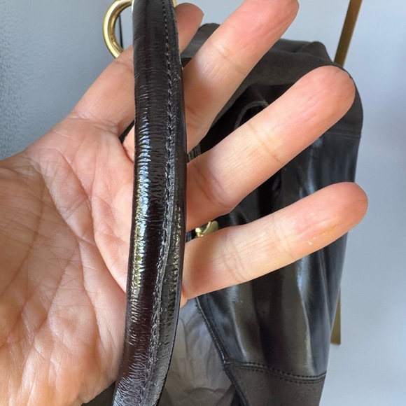 Brahmin Brown Suede Leather Hobo Shoulder Bag Gold Hardware - Picture 5 of 17